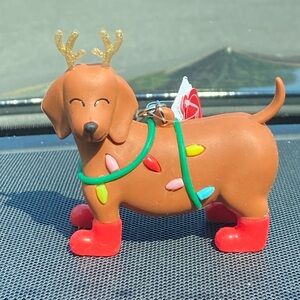 Christmas Dachshund Dog Decorated In Light Up Christmas Lights Sanitizer Holder